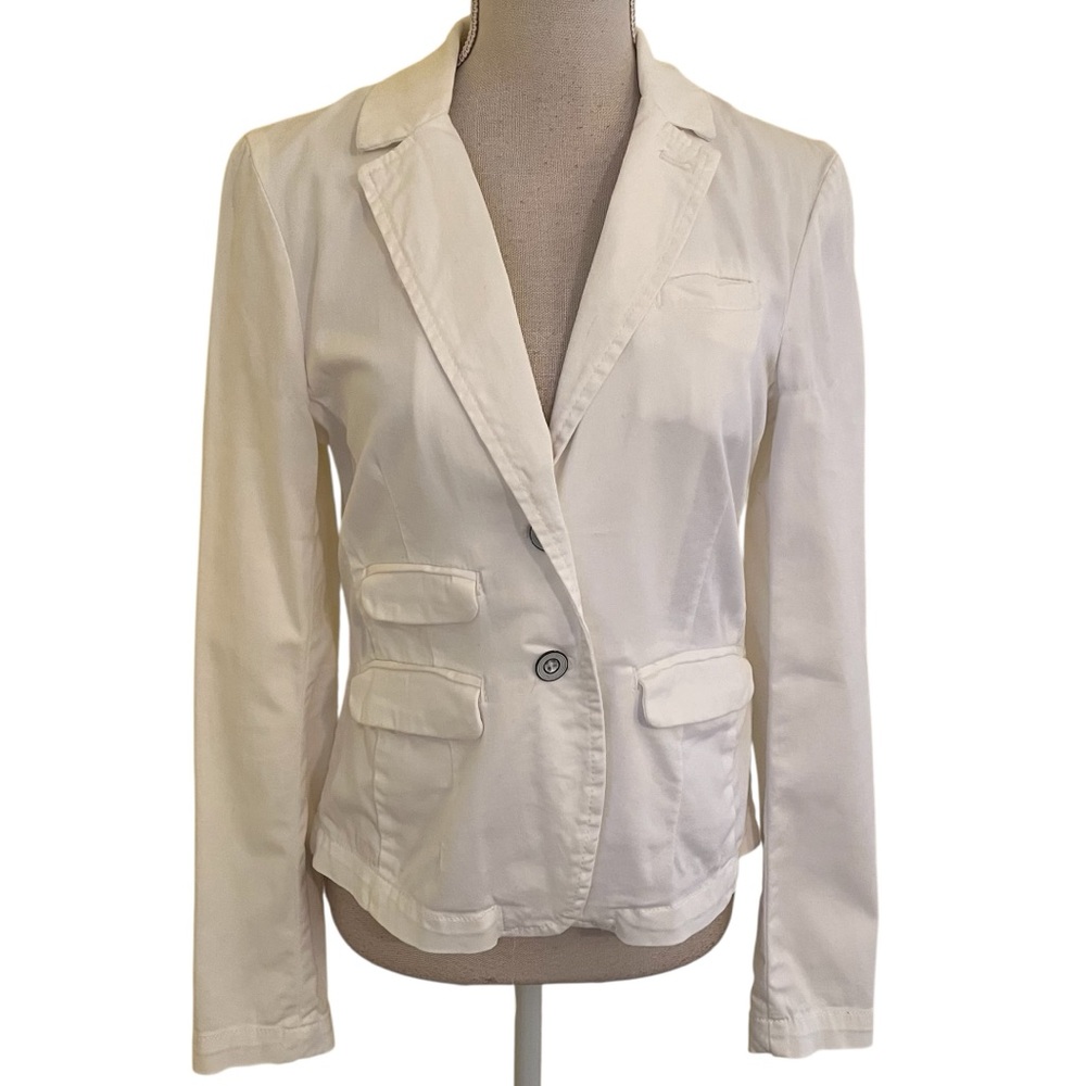 Anthropologie Hei Hei White Two Button Cotton Blazer S